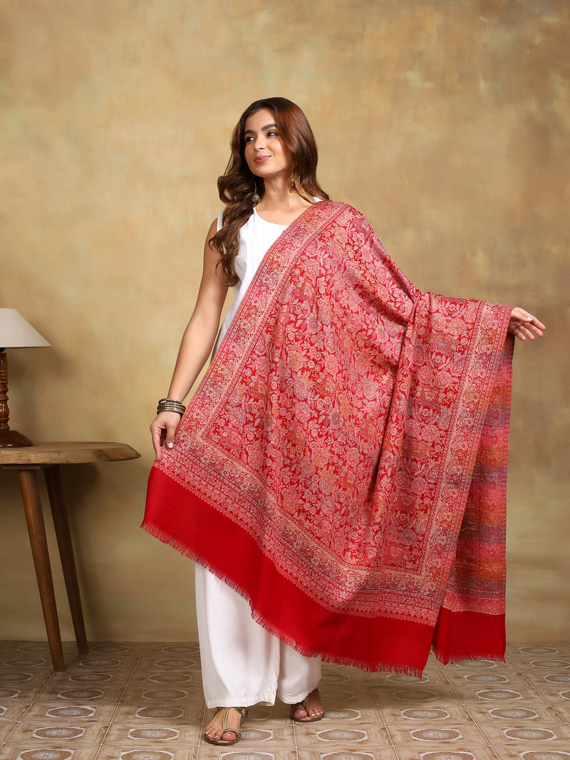 Firosh Women Kani Kashmiri Shawl Red