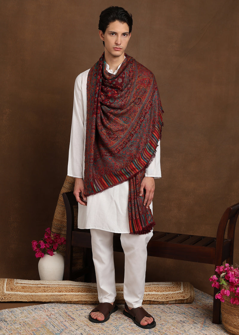 Firosh Men Faux Pashmina Kani Kashmiri Shawl