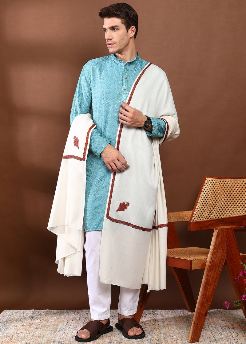 Firosh Men Embroidered Lohi White