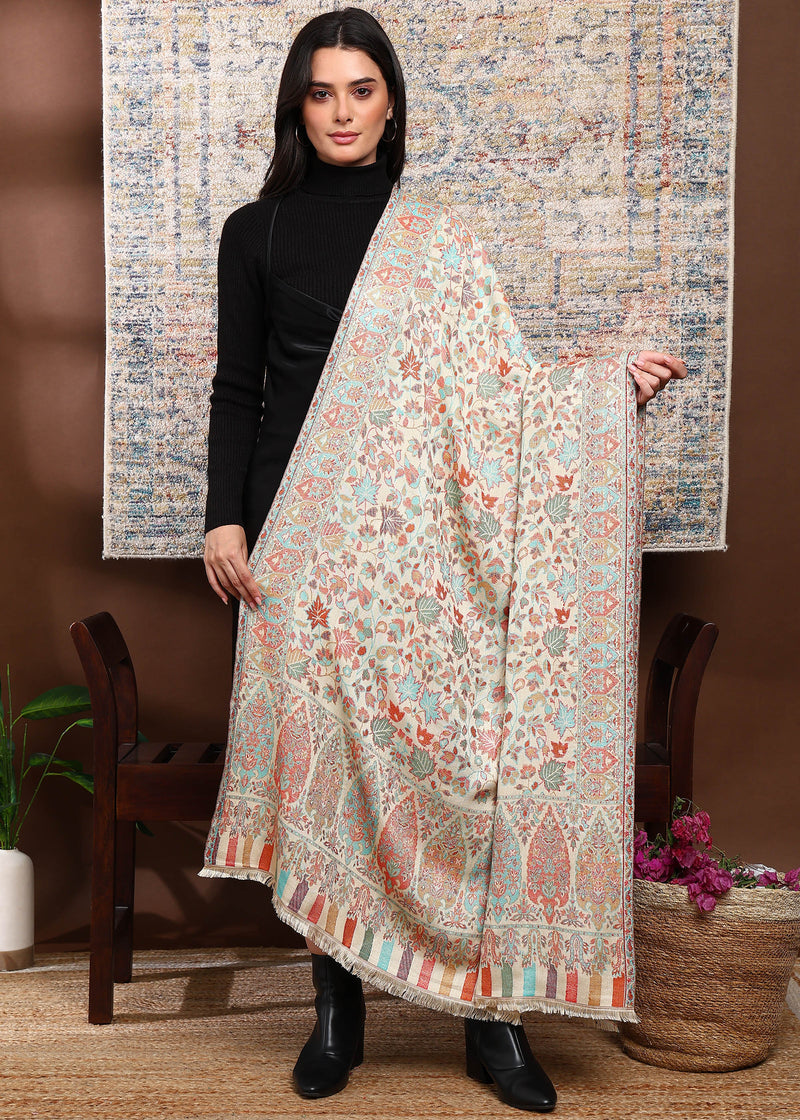 Firosh Women Faux Pashmina Kani Kashmiri Shawl