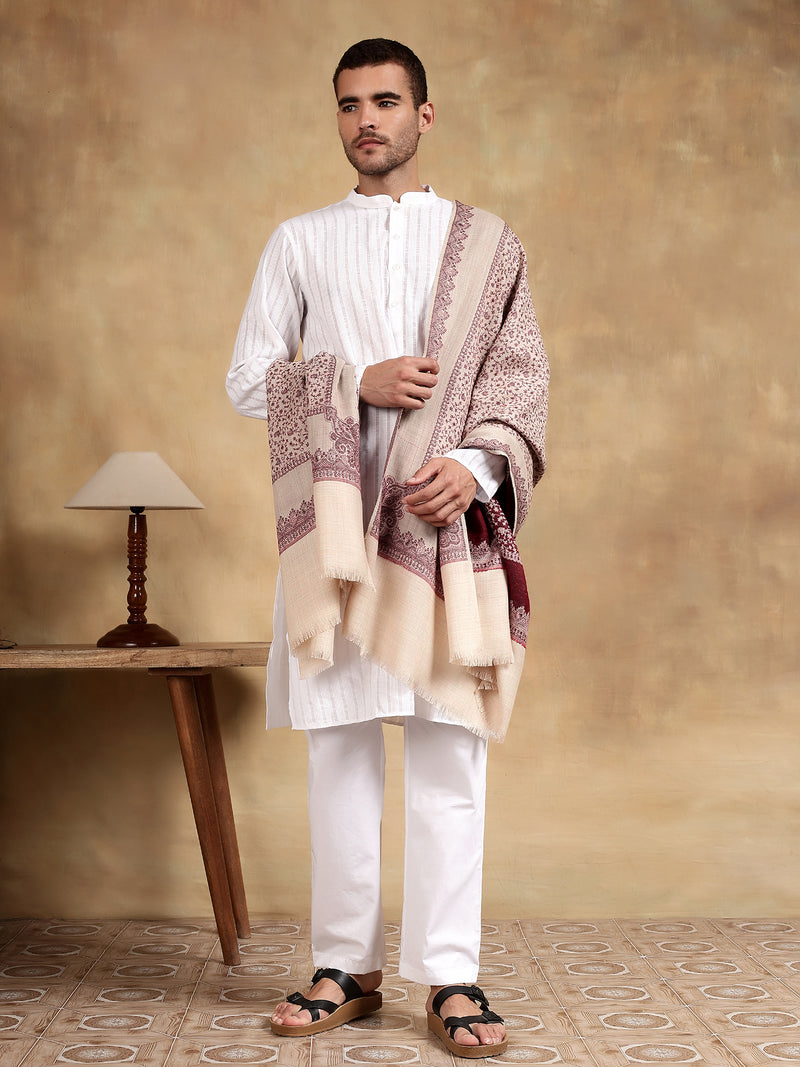 Firosh Men Wool Blend Kani Kashmiri Shawl