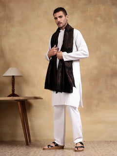 Firosh Men moonlight 100% Fine Wool Reversible Stole Black
