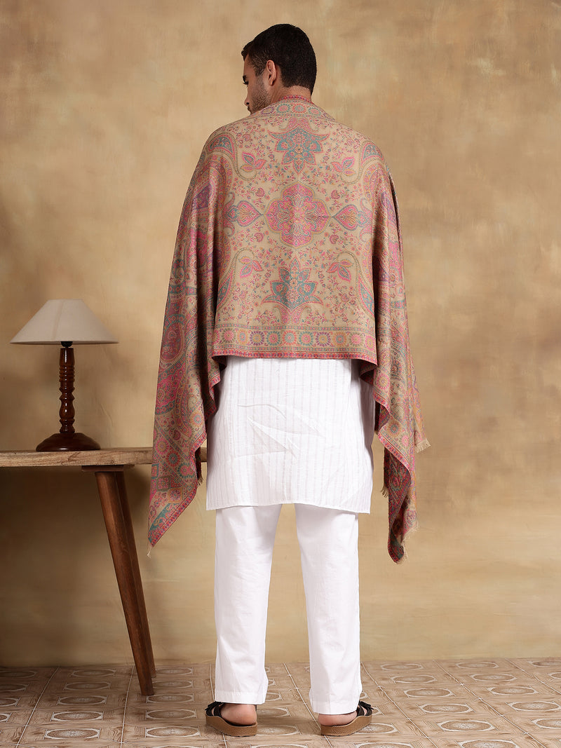Firosh Men Kani Kashmiri stole Beige