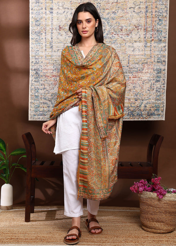 Firosh Women Faux Pashmina Kani Kashmiri Shawl