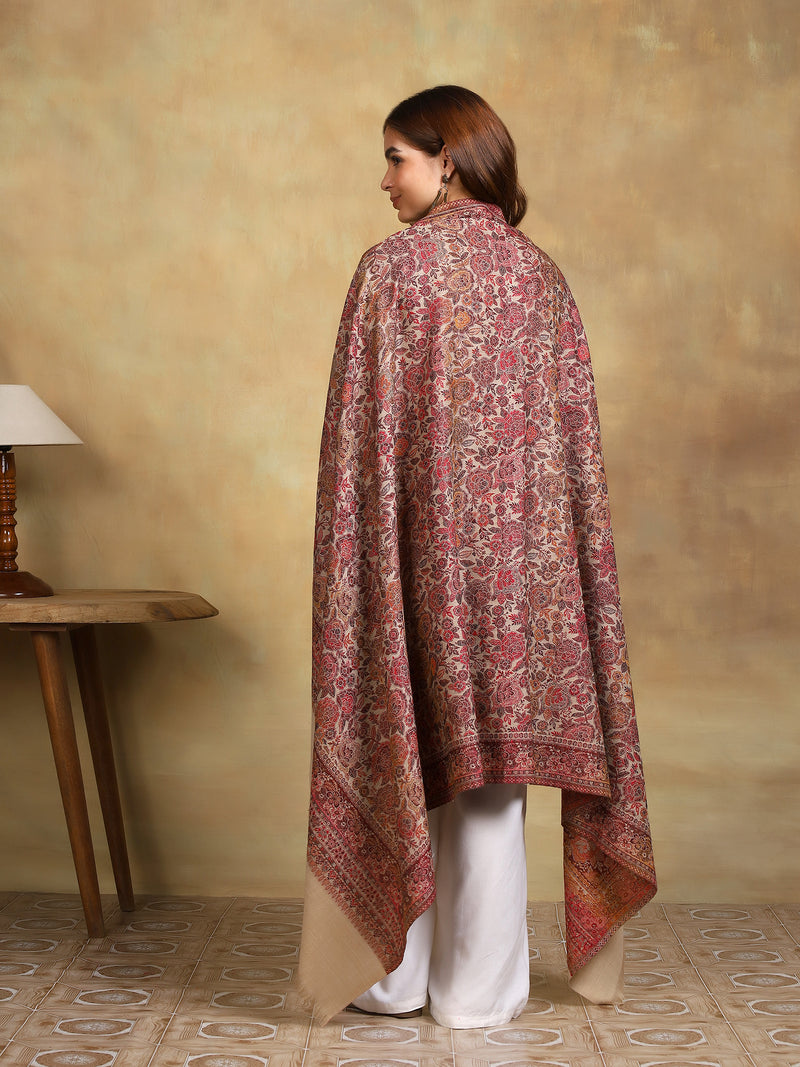 Firosh Women Kani Kashmiri Shawl Beige