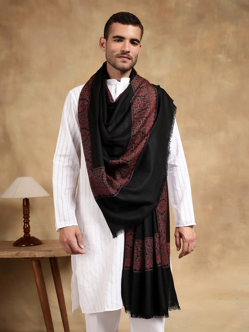 Firosh Men Wool Blend Kani Border Kashmiri Shawl