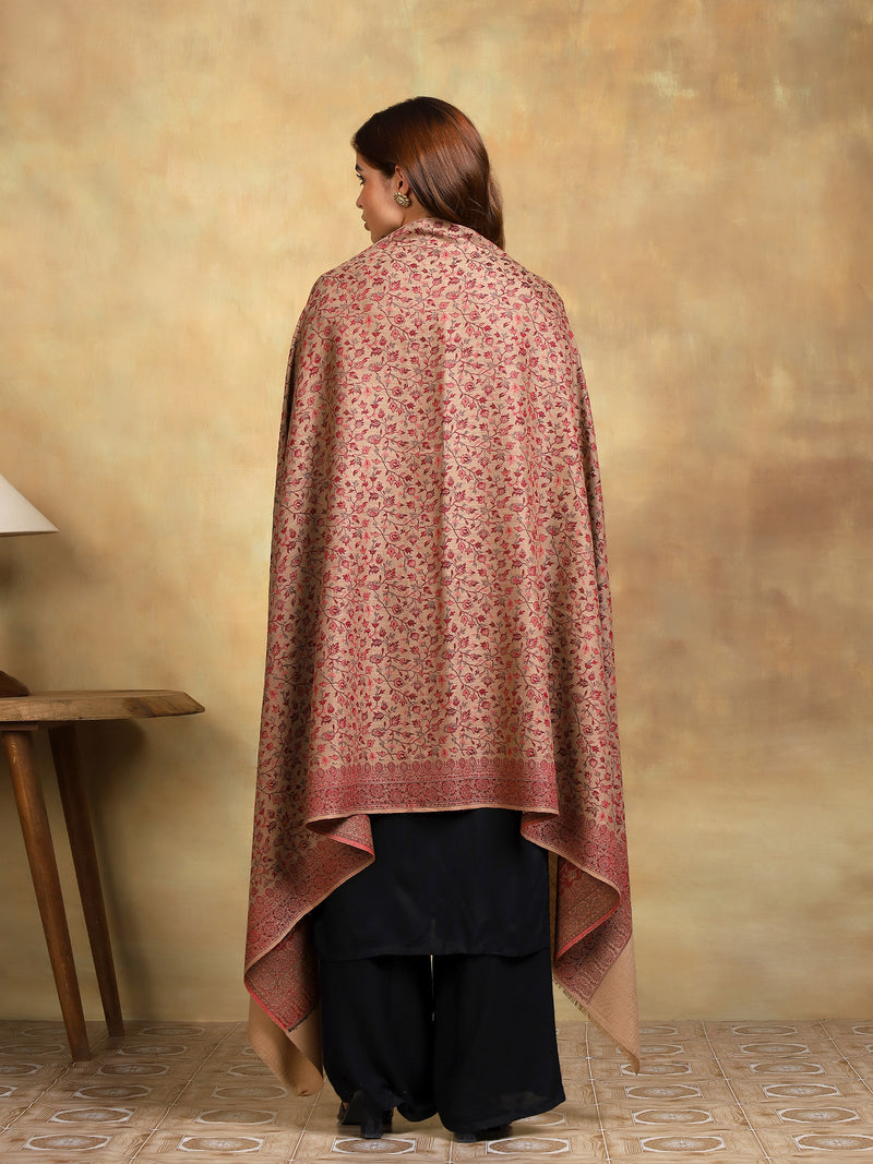 Firosh Women Kani Kashmiri Shawl Taupe