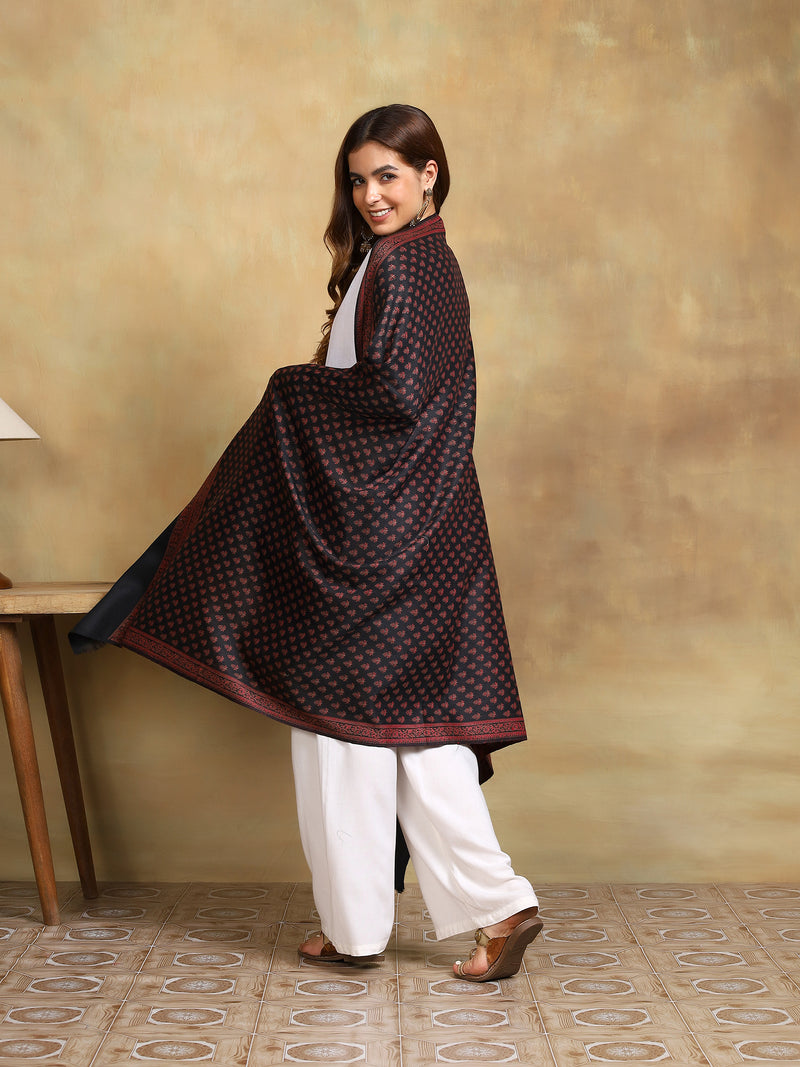 Firosh Women Kani Kashmiri Shawl Black