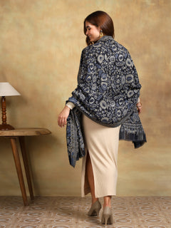Firosh Women 100% Fine Wool Kani Stole Black