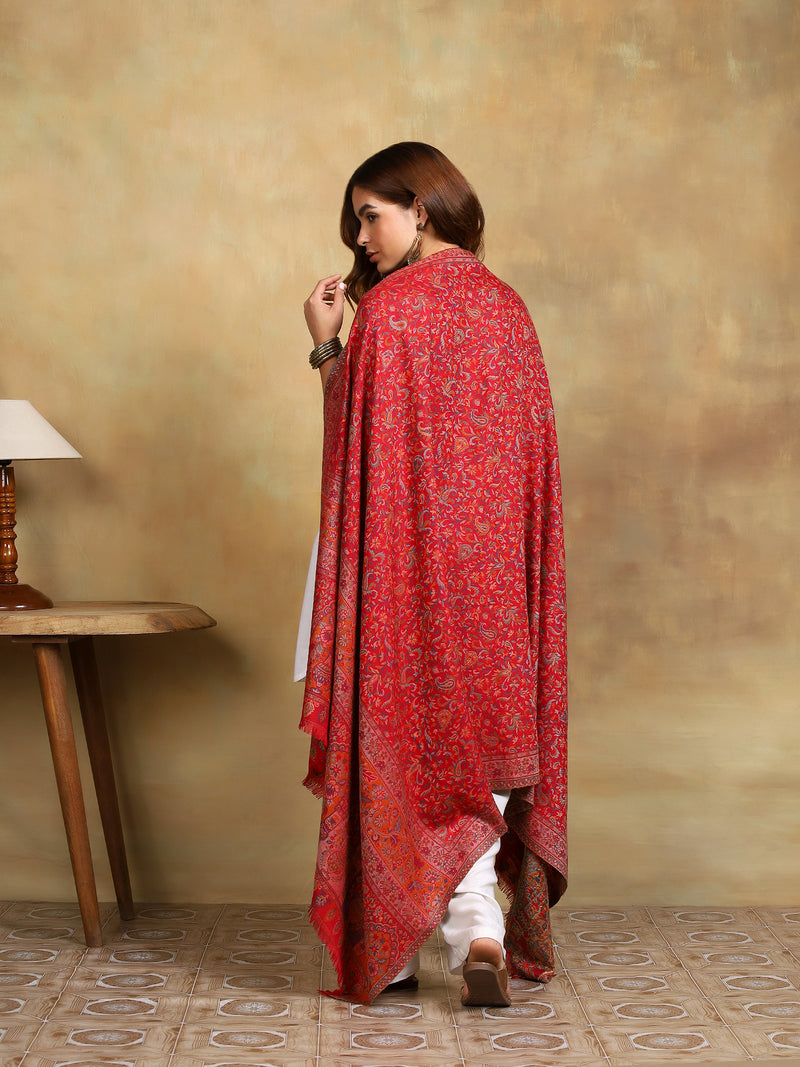 Firosh Women Antique Kani Kashmiri Shawl Maroon