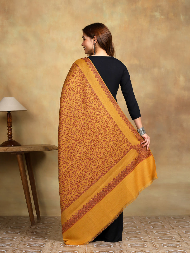 Firosh Women Kani Kashmiri Shawl Mustard