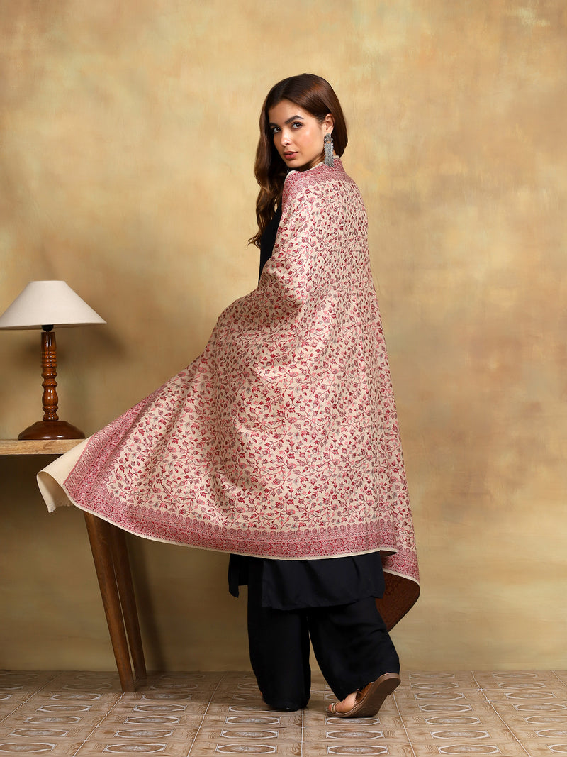 Firosh Women Kani Kashmiri Shawl Beige