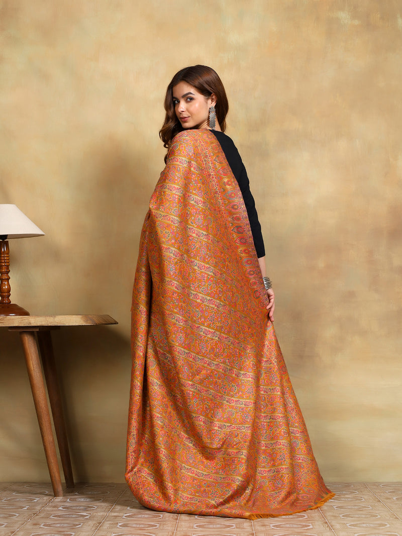 Firosh Women Guldasta Kani Kashmiri Shawl Mustard