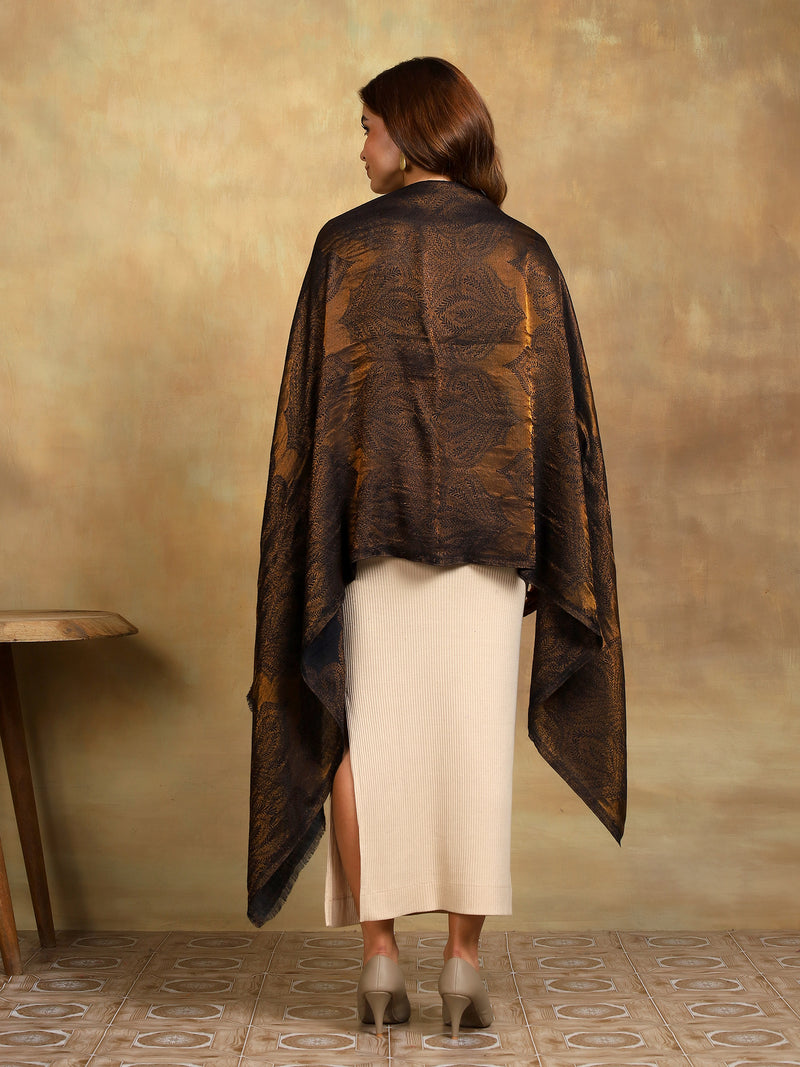 Firosh Women moonlight 100% Fine Wool Reversible Stole Black