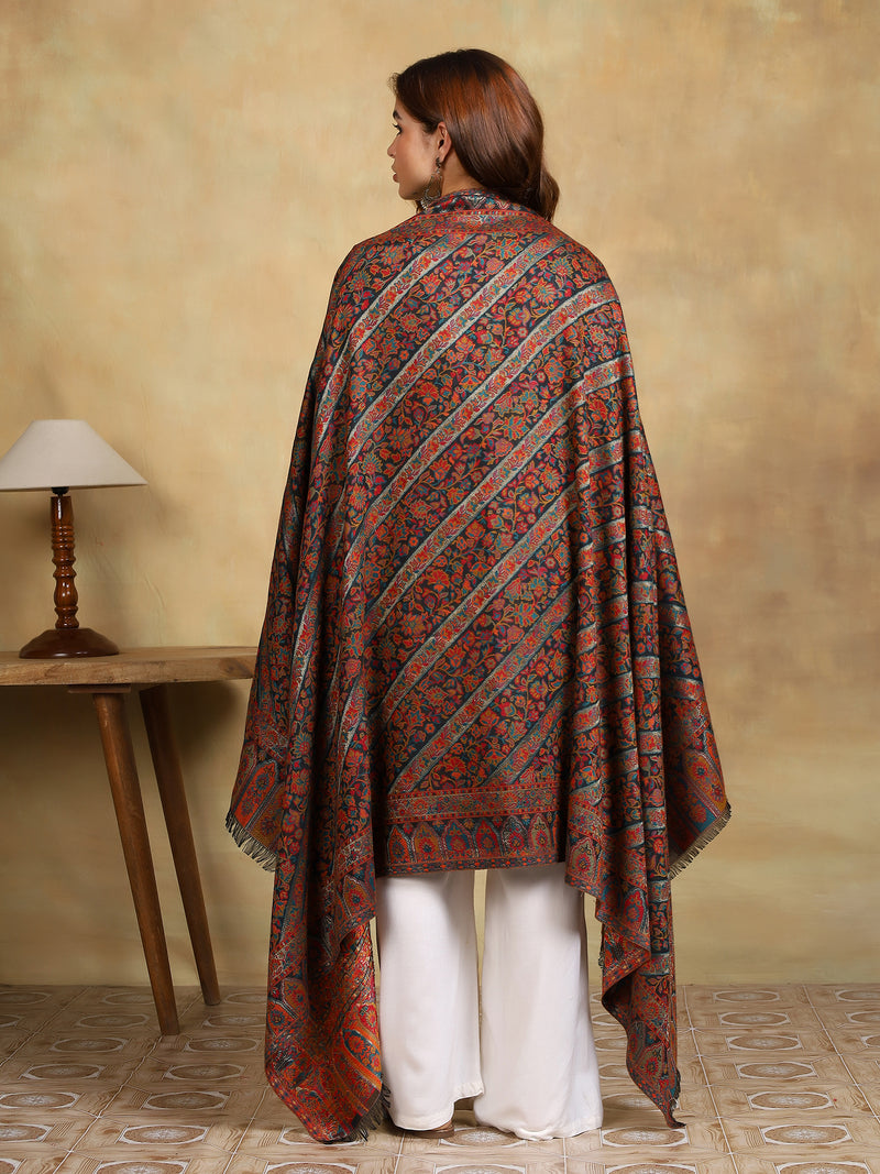 Firosh Women Guldasta Kani Kashmiri Shawl Black