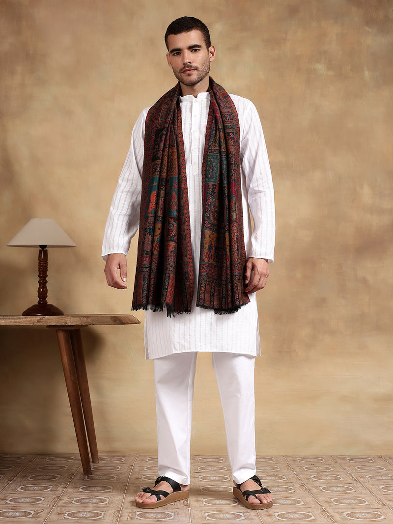 Firosh Men Kani Kashmiri stole Black