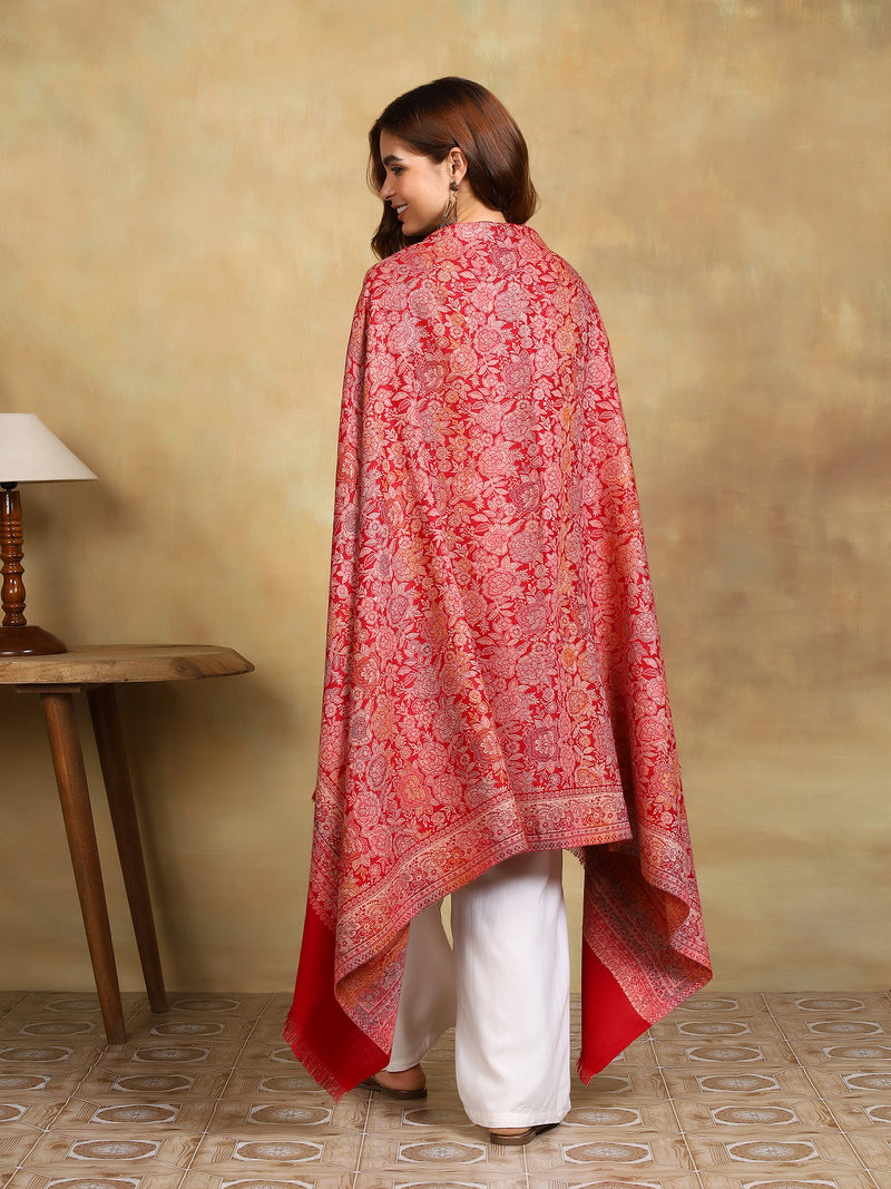 Firosh Women Kani Kashmiri Shawl Red
