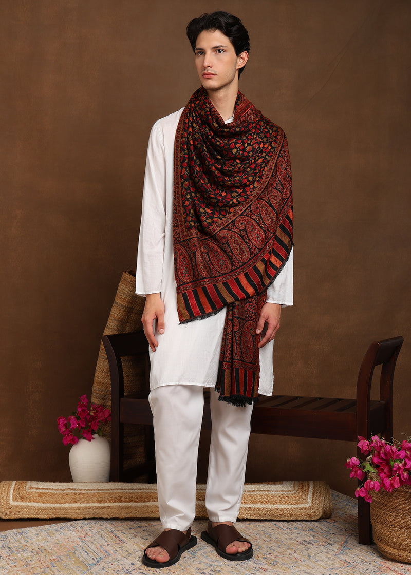 Firosh Men Faux Pashmina Kani Kashmiri Shawl