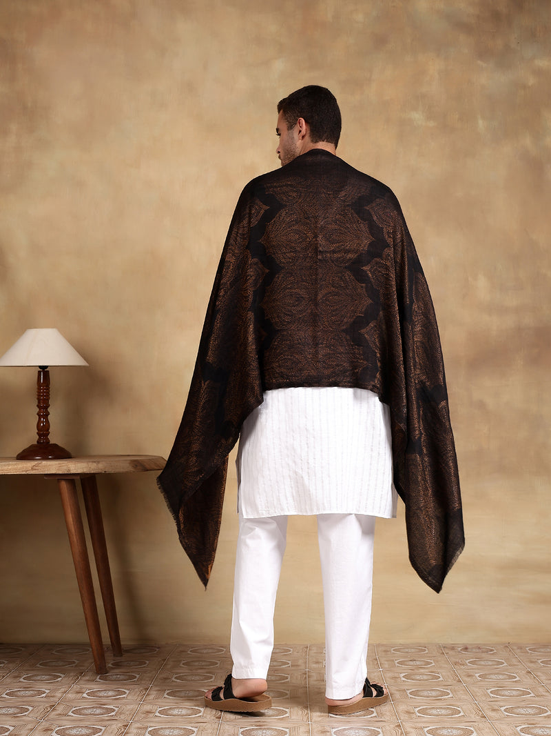 Firosh Men moonlight 100% Fine Wool Reversible Stole Black