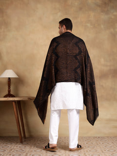 Firosh Men moonlight 100% Fine Wool Reversible Stole Black