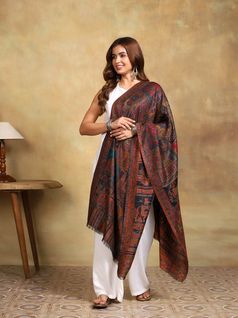 Firosh Women Kani Kashmiri stole Black