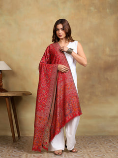 Firosh Women Antique Kani Kashmiri Shawl Maroon