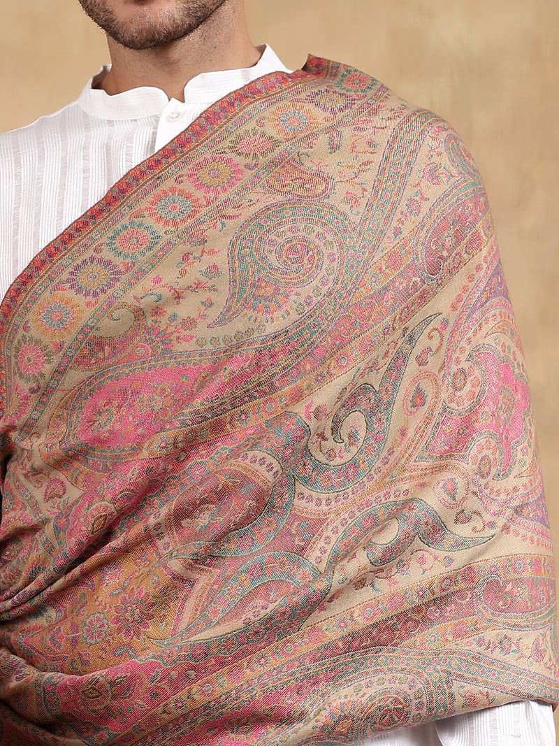 Firosh Men Kani Kashmiri stole Beige