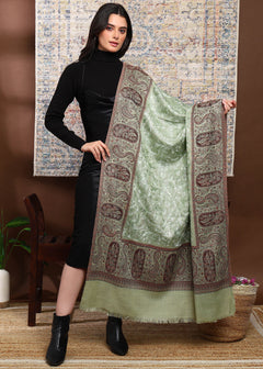 Firosh Women Kani Shawl with Embroidery work Mint Green