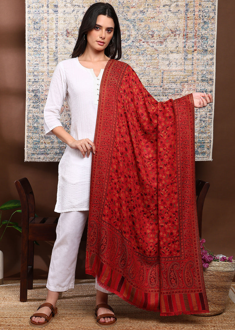 Firosh Women Faux Pashmina Kani Kashmiri Shawl