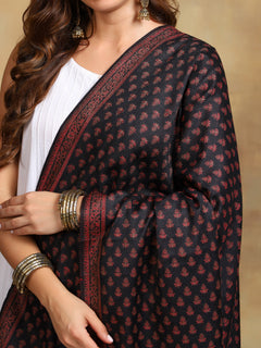 Firosh Women Kani Kashmiri Shawl Black