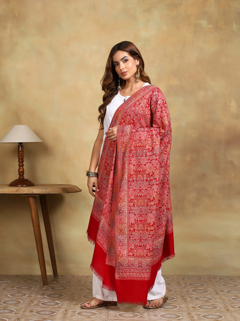 Firosh Women Kani Kashmiri Shawl Red