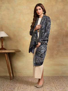 Firosh Women 100% Fine Wool Kani Stole Black