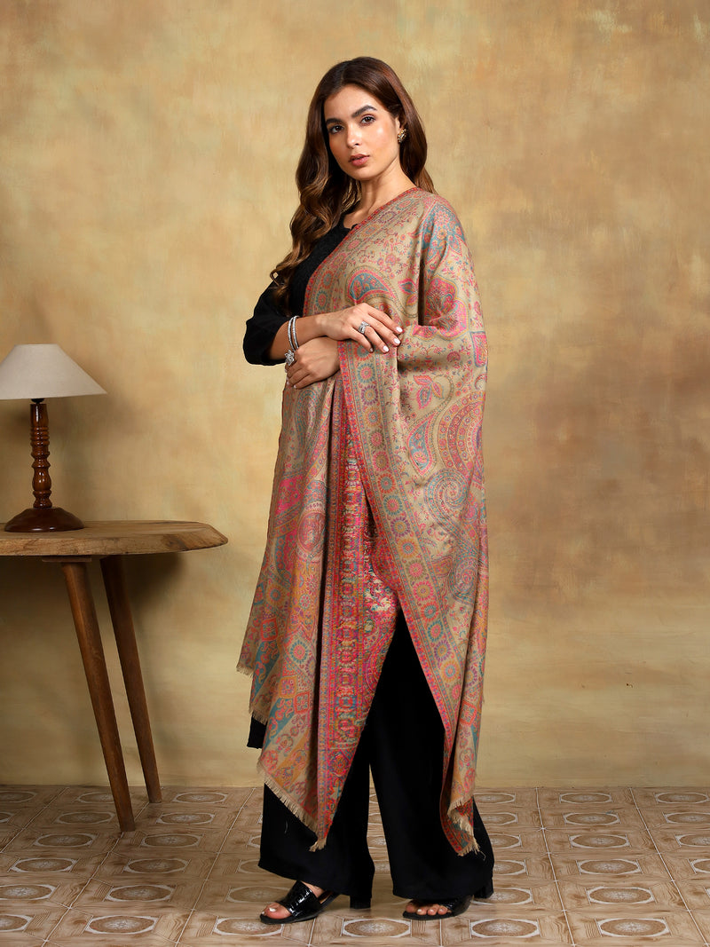 Firosh Women Kani Kashmiri stole Beige