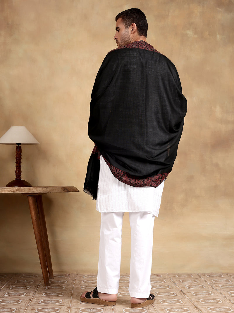 Firosh Men Wool Blend Kani Border Kashmiri Shawl