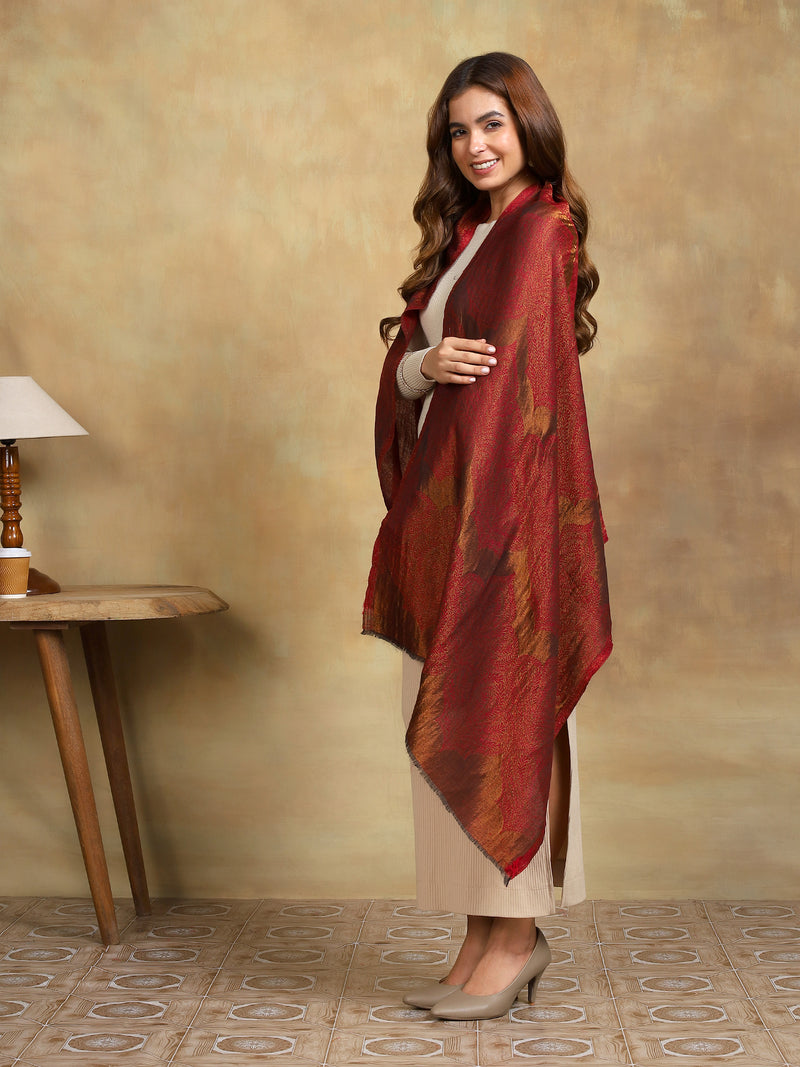 Firosh Women moonlight 100% Fine Wool Reversible Stole Maroon