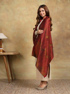 Firosh Women moonlight 100% Fine Wool Reversible Stole Maroon