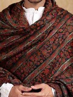 Firosh Men Guldasta Wool Blend Kani Kashmiri Shawl Black