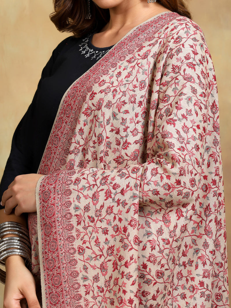 Firosh Women Kani Kashmiri Shawl Beige