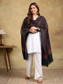 Firosh Women Kani Kashmiri Shawl Black