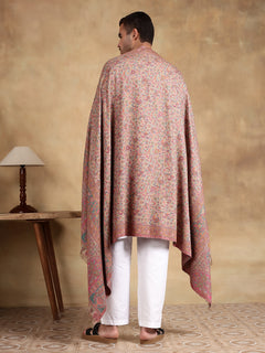 Firosh Men Antique Wool Blend Kani Kashmiri Shawl Beige