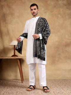 Firosh Men 100% Fine Wool Kani Stole Black