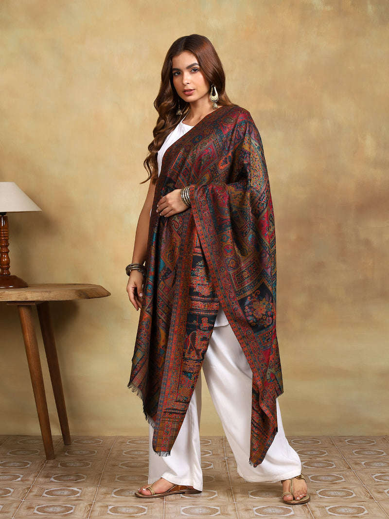 Firosh Women Kani Kashmiri stole Black