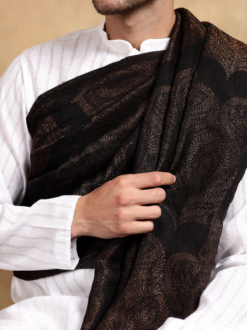 Firosh Men moonlight 100% Fine Wool Reversible Stole Black
