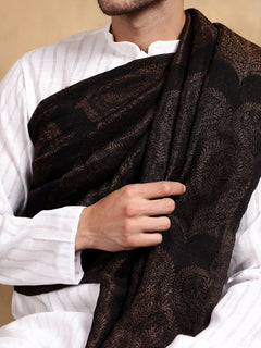 Firosh Men moonlight 100% Fine Wool Reversible Stole Black