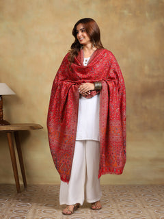Firosh Women Antique Kani Kashmiri Shawl Maroon