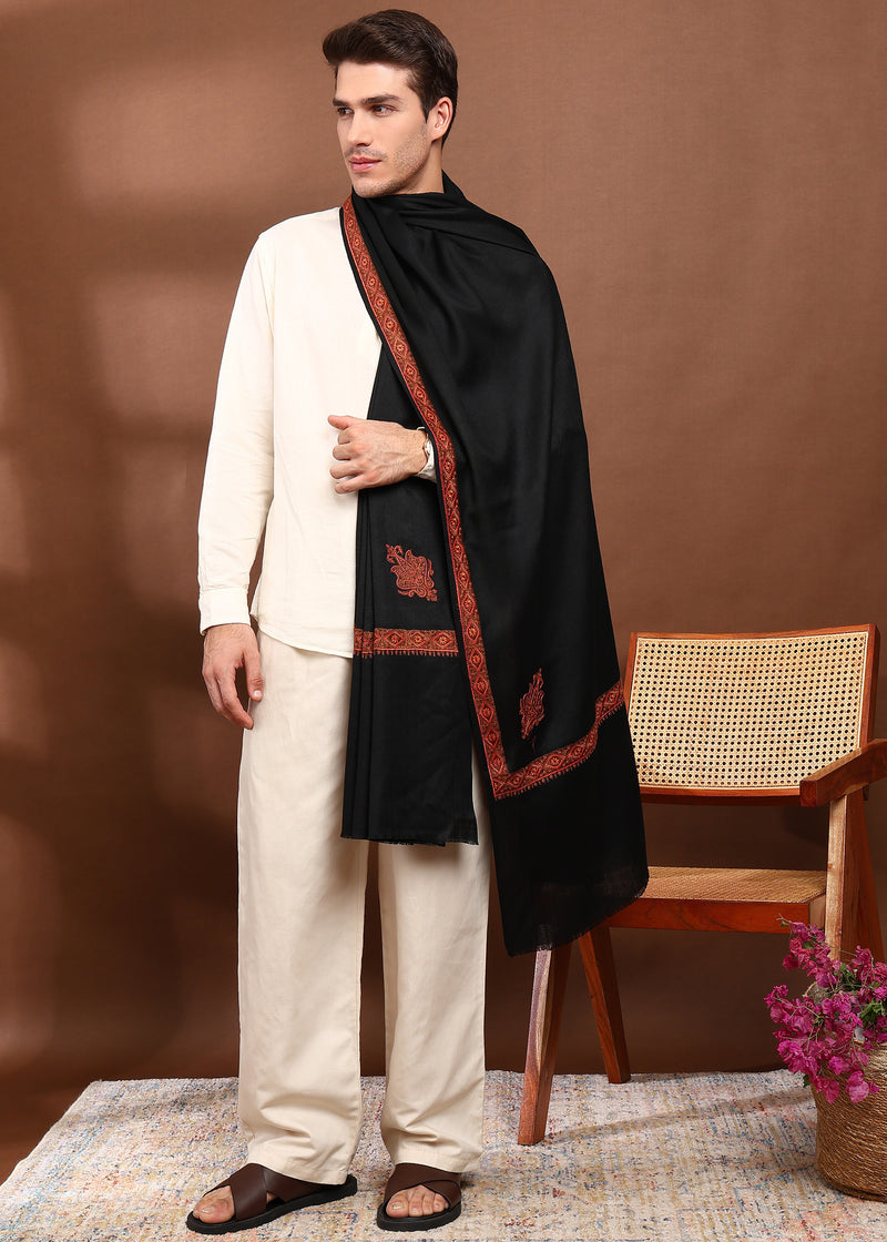 Firosh Men Embroidered Lohi Black