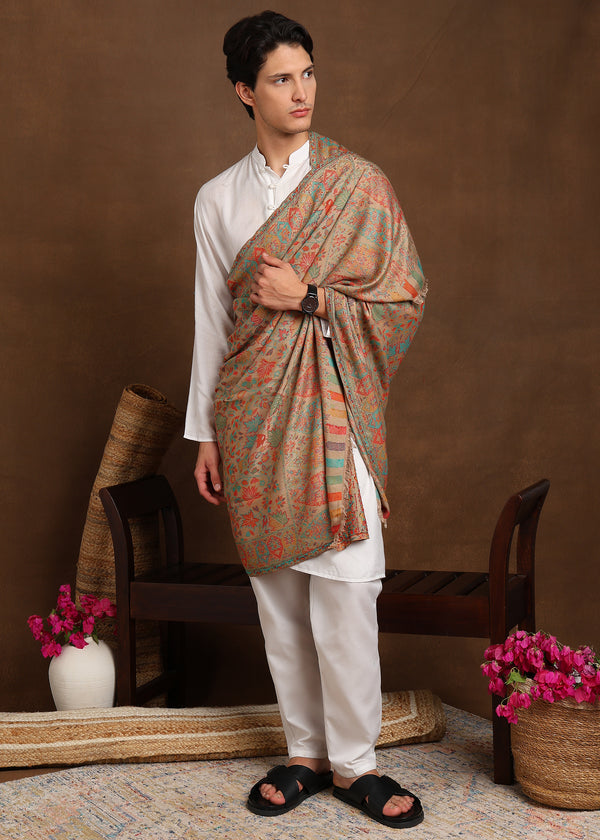 Firosh Men Faux Pashmina Kani Kashmiri Shawl