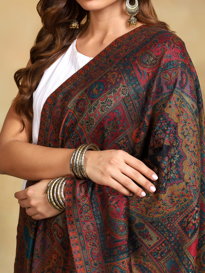 Firosh Women Kani Kashmiri stole Black
