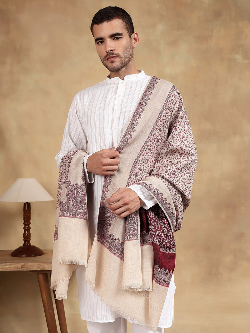 Firosh Men Wool Blend Kani Kashmiri Shawl