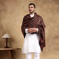 Firosh Men Guldasta Wool Blend Kani Kashmiri Shawl Black